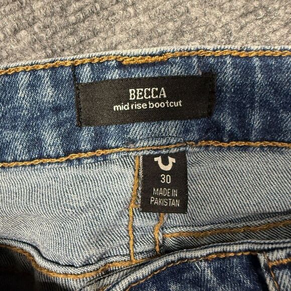 True Religion Becca Bootcut Jeans Womens 30 Blue Mid Rise Lightwash 30x32.5 - Picture 3 of 12